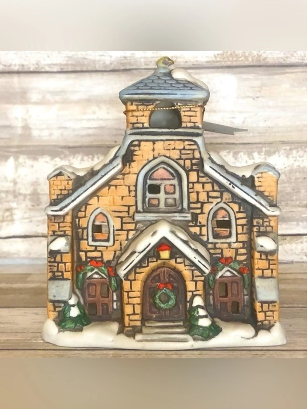 Lefton Vintage 1986 Colonial Village Church Tealight Candle Holder Marika 05817